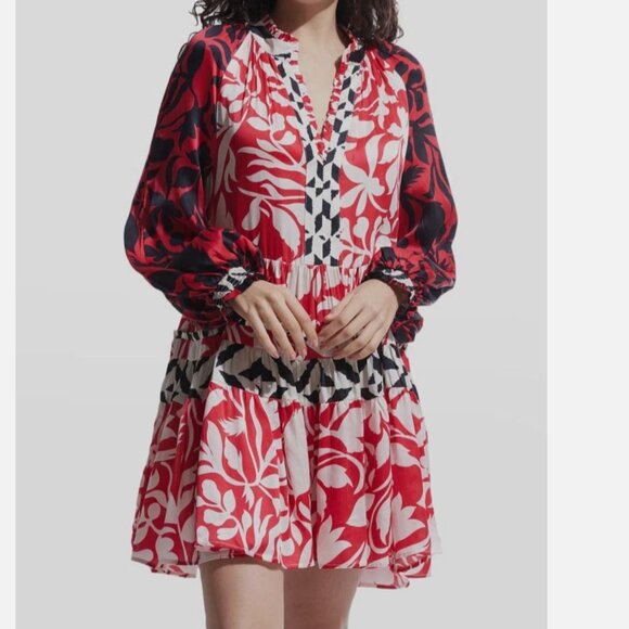 Ranna Gill Women's Red Swing Mix-Print Tunic Dress - M - Picture 1 of 2